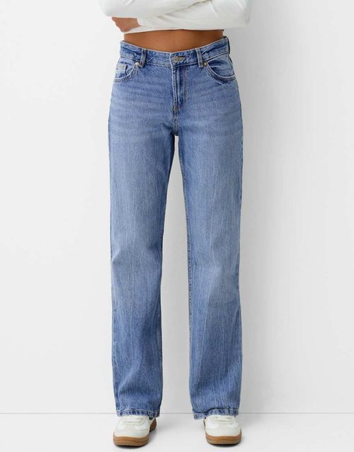 Straight fit jeans in mid blue