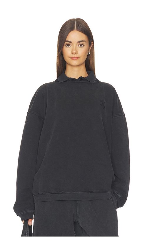 Alexander Wang Prestyled Slashed Crewneck With Polo Dickie in Black. - M also in L