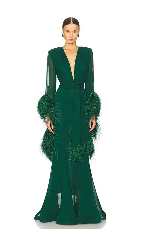 Bronx Banco Geisha V-neck Gown in Green. - L also in M