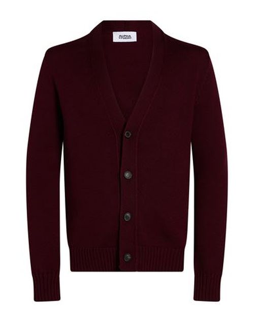 Man Cardigan Burgundy Size 36 Merino Wool