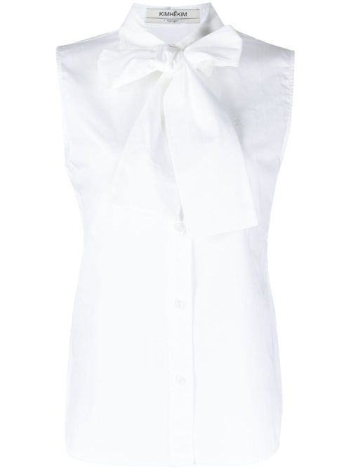Pussy-bow cotton blouse - White
