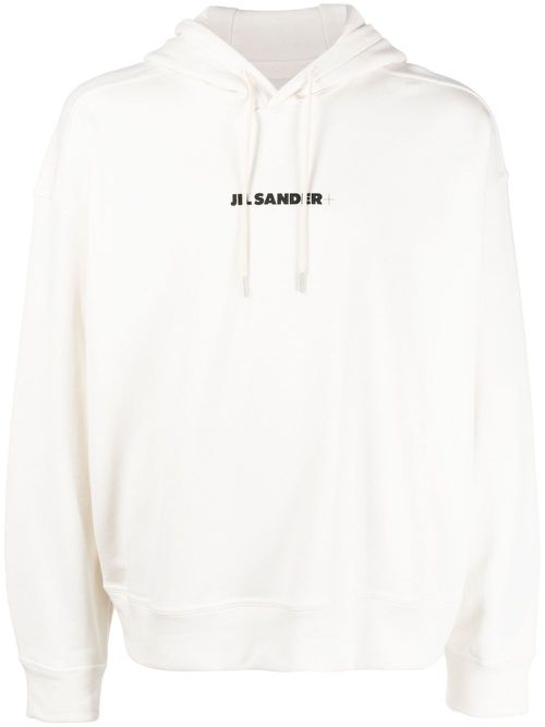 Logo-print drawstring hoodie - White
