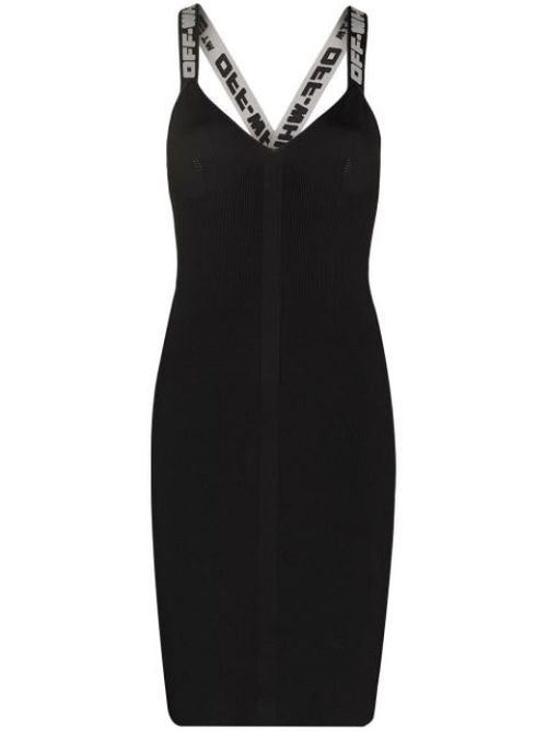 Logo straps V-neck mini dress