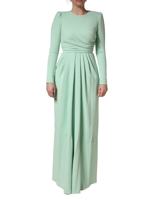 Viscose Long-Sleeve Gown Dress — Green