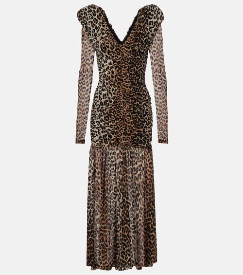 Leopard-print cloqué maxi dress