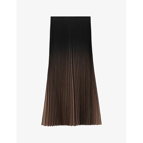 Womens Black/taupe Marlie Ombre-print Pleated Woven Midi Skirt
