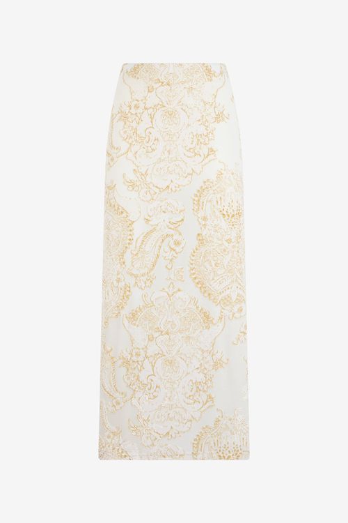 Ornamental White Print Skirt