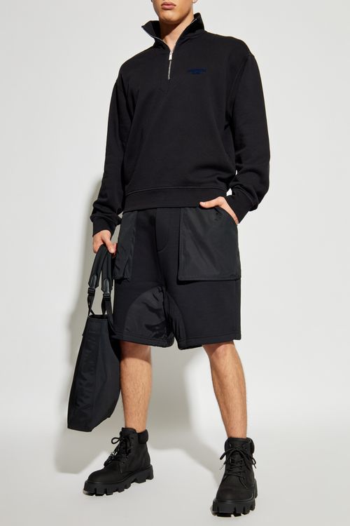 Shorts Made From Mixed Fabrics, Men's, Black