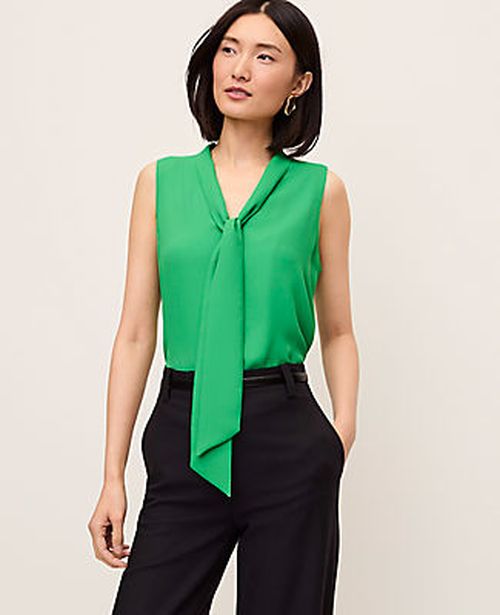 Ann Taylor Petite Bow Neck Shell Top