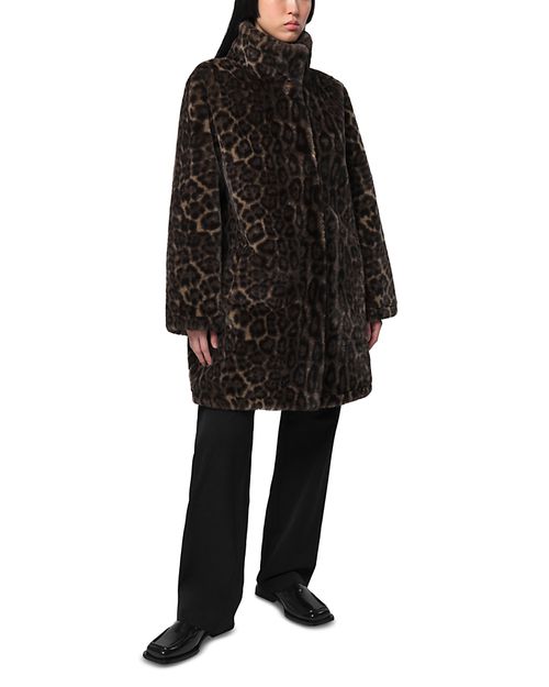 Faux Fur Blair Leopard Mid Length Coat