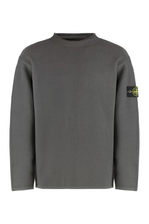 Grey Logo Badge Knitted Sweater