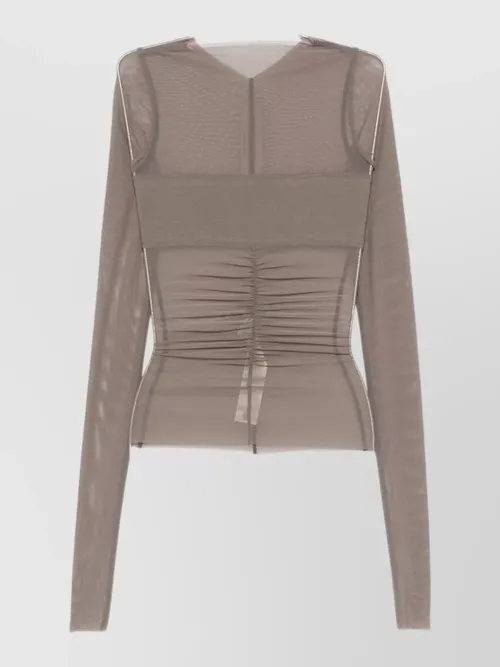 Rick Owens - sheer ruched long sleeve top
