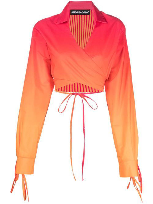 Sunset-motif ombré-effect blouse - Orange