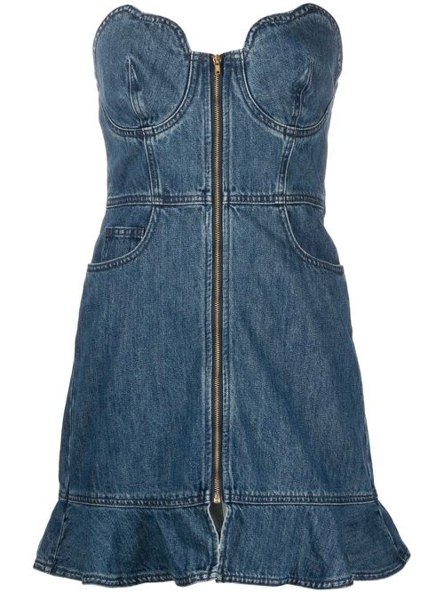 Sweetheart denim minidress - Blue