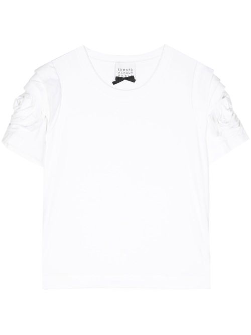 Gathered short-sleeve T-shirt - White