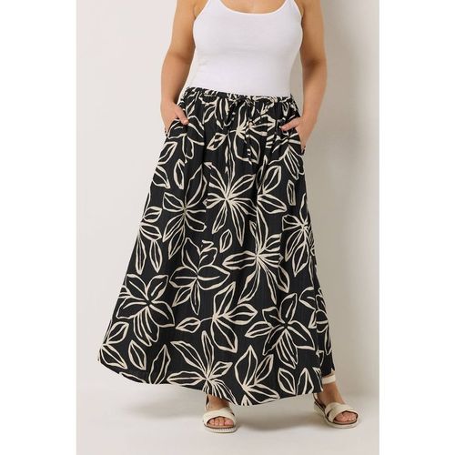 Yours Women's Floral Textured Maxi Skirt in Black