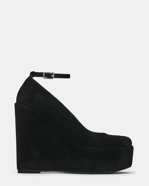 Steve Madden Women's Crussi Platform Heels - Black Suede - - Leather