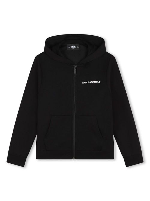 Logo-print zip-up hoodie - Black