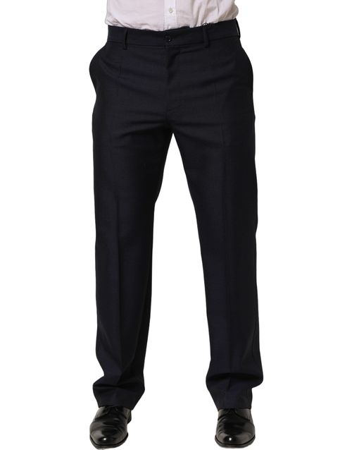 Wool-Mohair Tapered-Leg Dress Trousers — Black