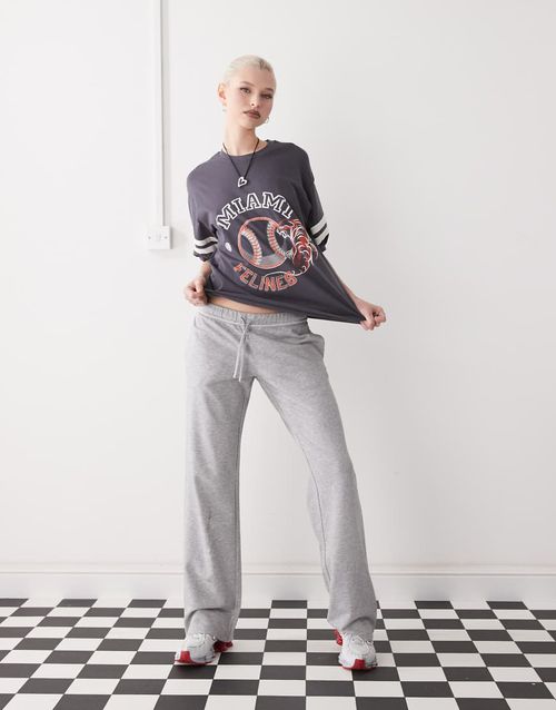 Monki straight leg terry sweatpants in gray