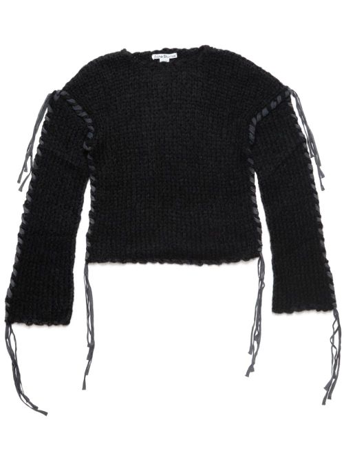 Wool Blend Crewneck Sweater — Black