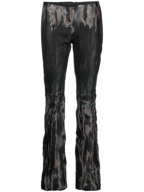 Faded-effect flared trousers - Black