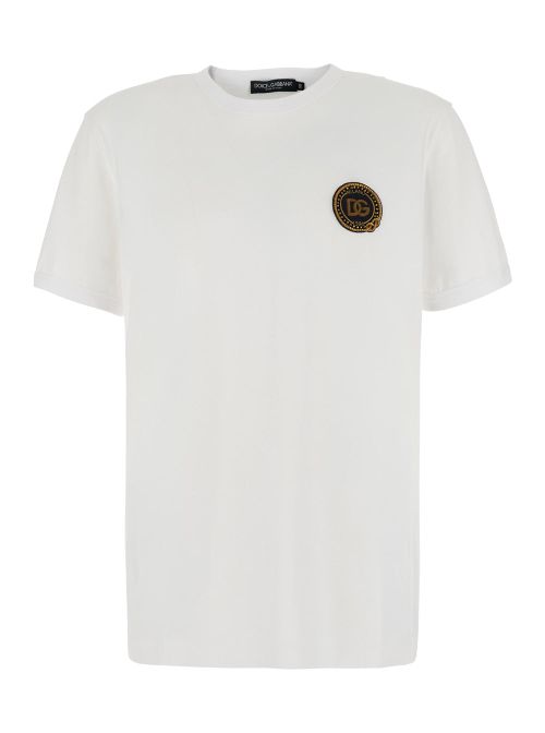Logo-Embroidered Crew Neck T-Shirt — White