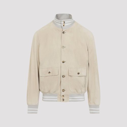 Men's Lambskin Suede Bomber Jacket