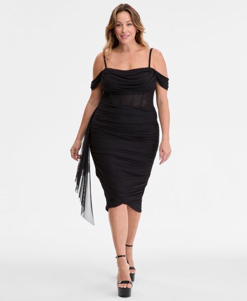 Trendy Plus Size Corset Madi Dress - Black
