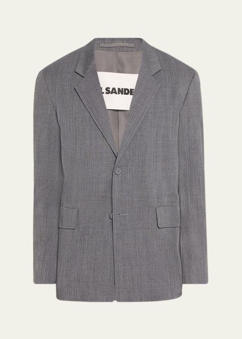 질 샌더 남성 Men's Boxy Wool 3-Button Sport Coat BG_4841238_100134_MVOLCANIC G