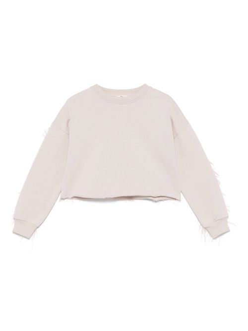 Feather-trim sweatshirt - Neutrals