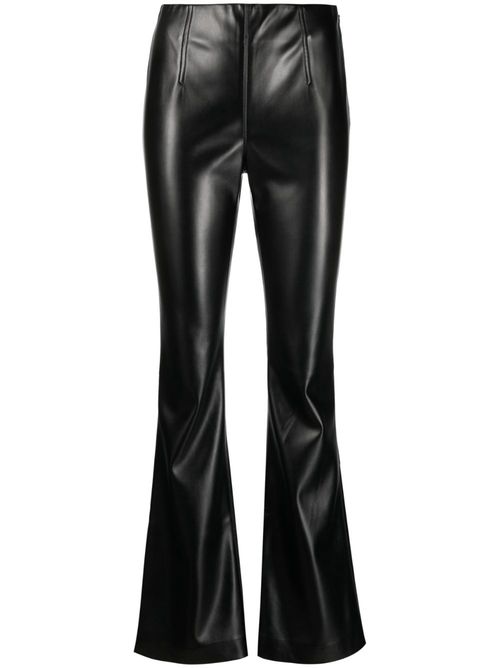 Faux-leather flared trousers - Black