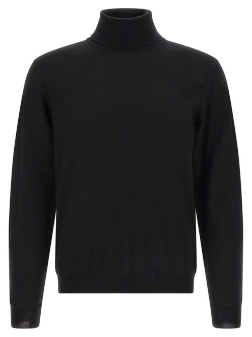 Virgin Wool Turtleneck Sweater — Black