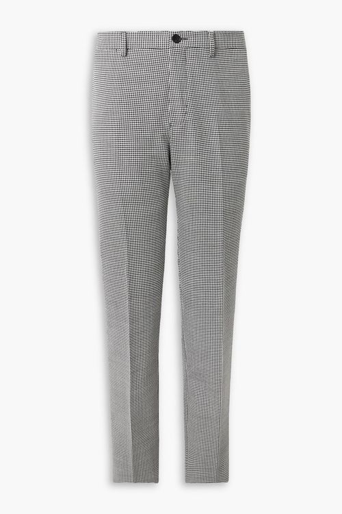 Slim-fit straight-leg puppytooth twill suit pants - Black - 34