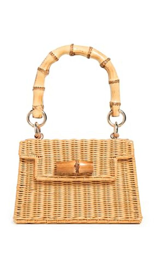 Serpui Women's Abby Wicker Clutch, Lt Honey, Tan, One Size 12440