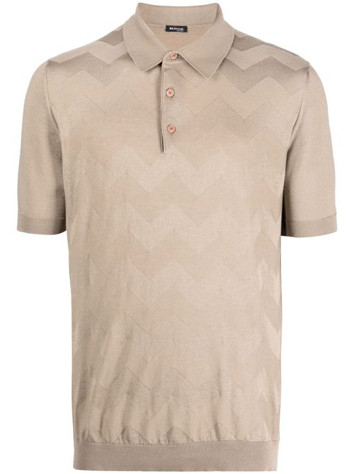 Wave-pattern short-sleeve polo shirt - Neutrals
