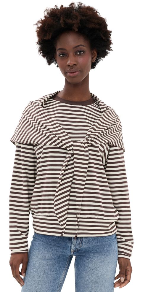Olsen Long Sleeve Tee DARK CHOCOLATE STRIPE