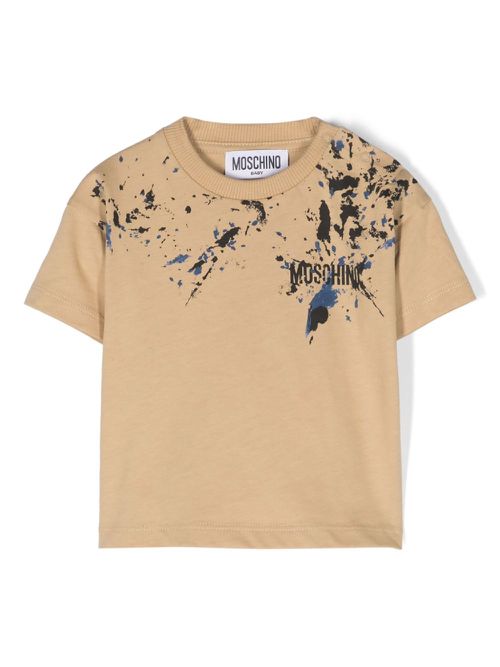 Splatter-print cotton T-shirt - Neutrals