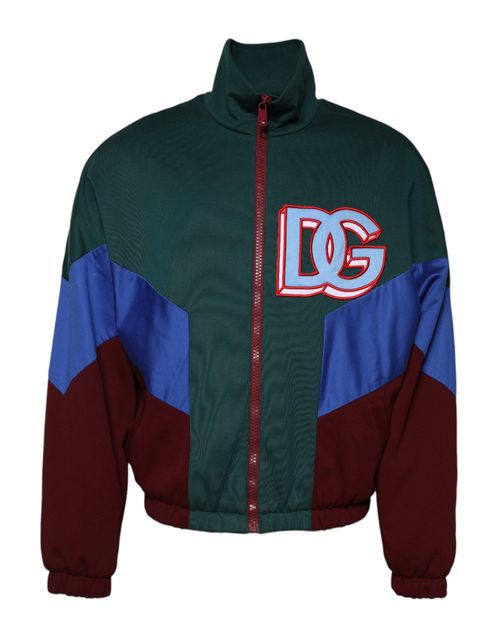 Logo-Embroidered Colorblock Jacket — Green