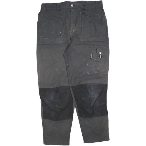 DICKIES Mens Cotton Blend Black Workwear Trousers Regular Fit W34 L28 Heavy Duty