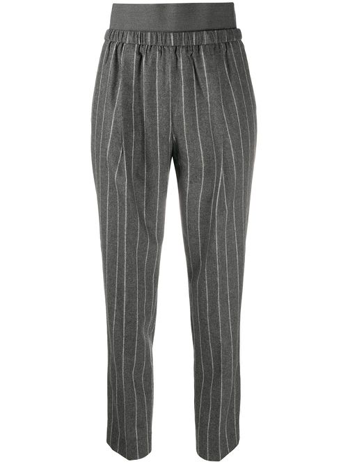 Fabiana Filippi pinstripe elasticated trousers - Grey