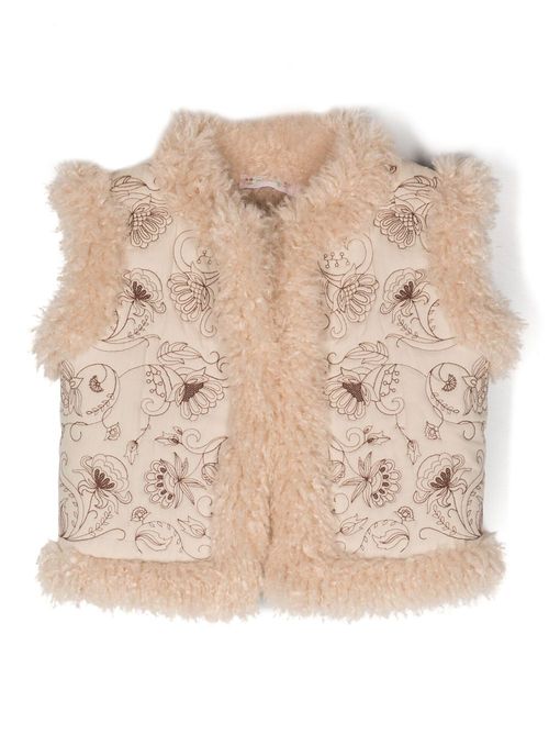 Tuli floral-embroidered gilet - Neutrals