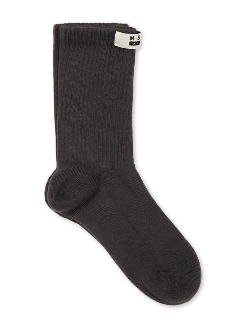 MSGM Kids 키즈 logo-appliqué ribbed socks - Black F4MSJUSO179103