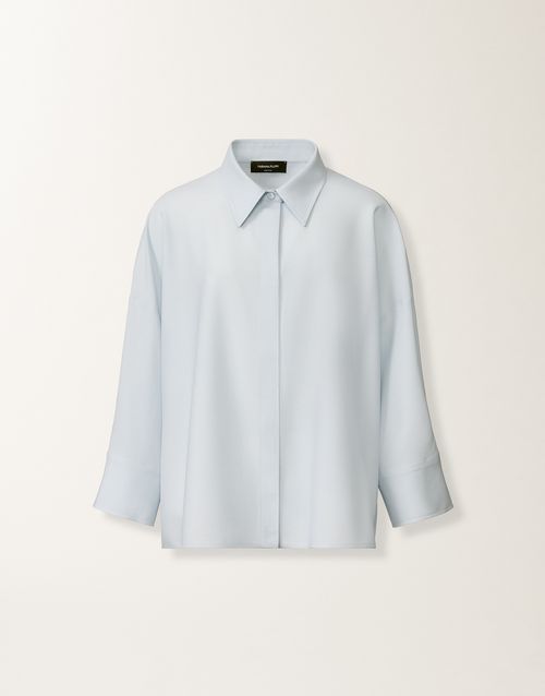 Cropped shirt in cool bistretch wool, aqua