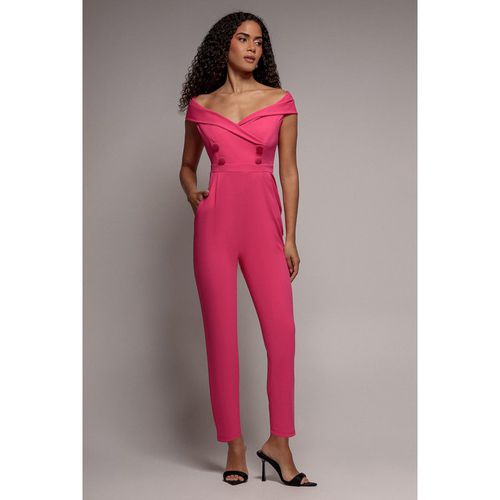 Goddiva Bardot Wrap Sweetheart Neck Romper - Cerise