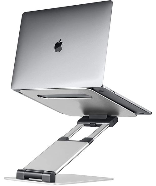 "Ergonomic Laptop Stand: Adjustable Height, Compatible with All MacBook, Laptops, Tablets 11-17"" - Silver"