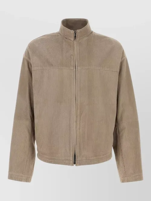Emporio Armani - suede jacket corduroy texture high collar