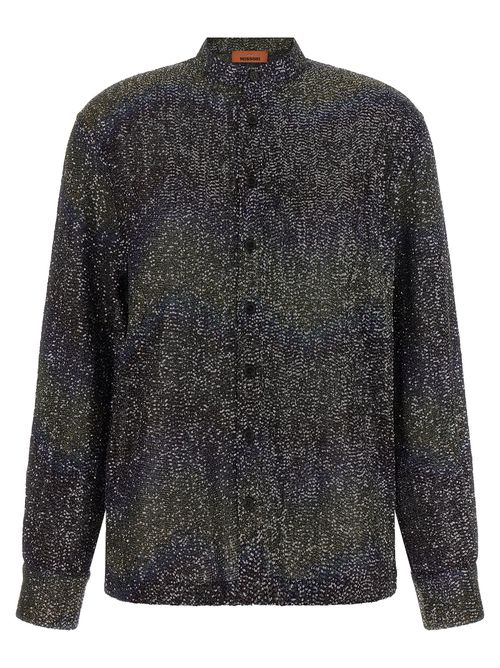 Sequin-Embellished Knit Shirt — Multicolor