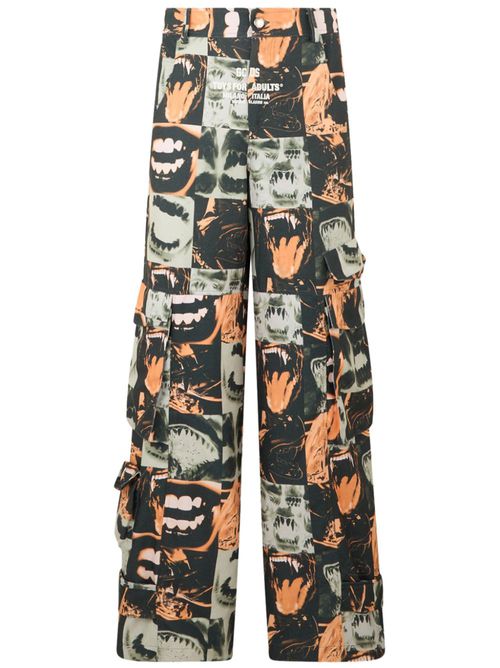 Graphic-print trousers - Black