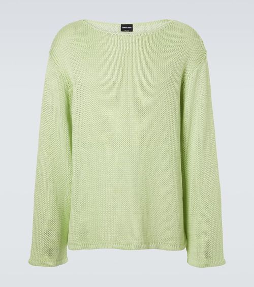 Open-knit linen-blend sweater